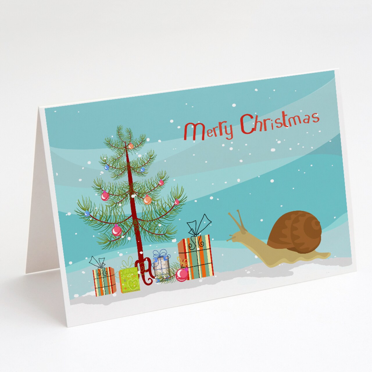 Caroline&#x27;s Treasures Garden Snail Merry Christmas Greeting Cards and Envelopes Pack of 8